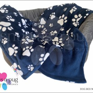 Navy Blue Paws Velboa Pet Blanket