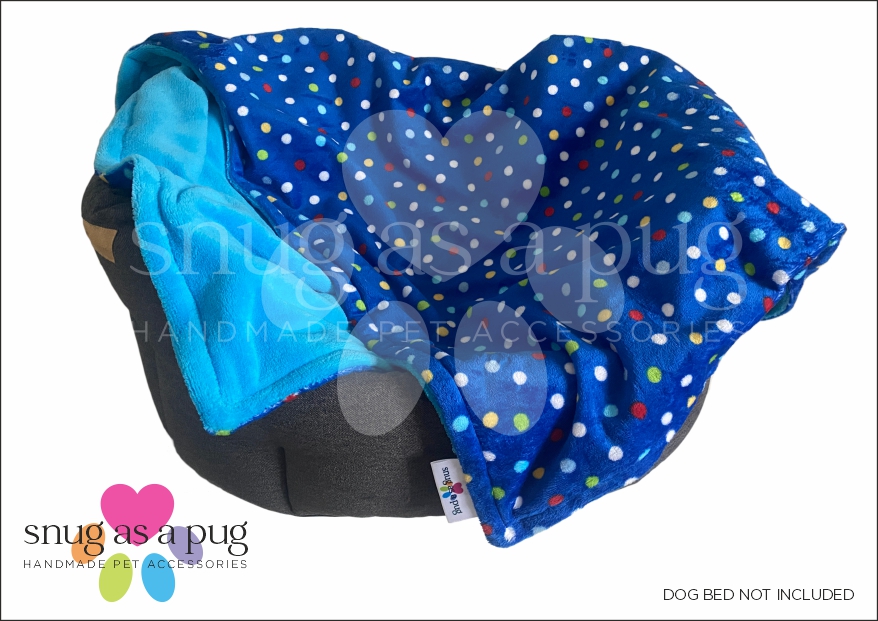 Multi-Coloured Spots Velboa Pet Blanket (Blue)