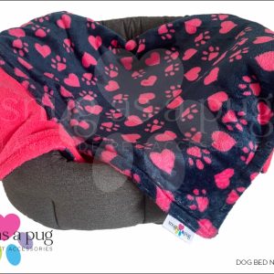 Neon Pink Paws and Hearts Pet Blanket