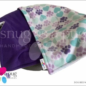 Purple & Mint Paw and Hearts Pet Blanket